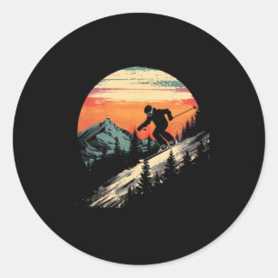 Snowboard Mountain Snowboarding Retro  Classic Round Sticker