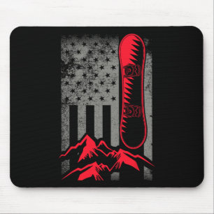 Snowboard Mountains American Flag Winter Sport Top Mouse Pad