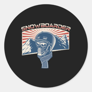 Snowboard Mountains Snowboarding Snowboarders Free Classic Round Sticker