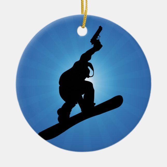 Snowboard Outlaw Ceramic Tree Decoration (Front)