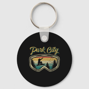 Snowboard Park City Utah Distressed Goggles Big Ai Key Ring