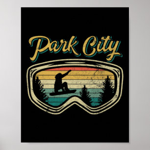 Snowboard Park City Utah Distressed Goggles Big Ai Poster
