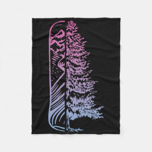 Snowboard Pine Tree Snowboarding Snowboarder Mount Fleece Blanket