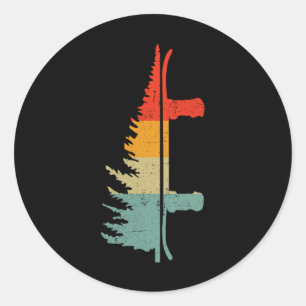 Snowboard Pine Tree - Snowboarding Snowboarder Win Classic Round Sticker