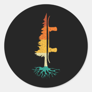 Snowboard Pine Tree - Snowboarding Snowboarder Win Classic Round Sticker