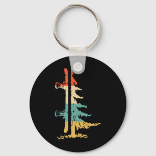 Snowboard Pine Tree Vintage Snowboarder Snowboardi Key Ring