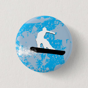 snowboard. powder trail. 3 cm round badge