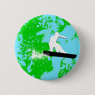 snowboard. powder trail. 6 cm round badge