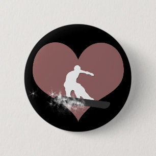 snowboard. powder trail. 6 cm round badge