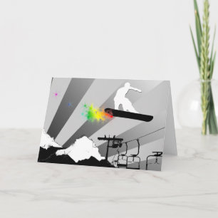 snowboard. powder trail. card