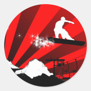snowboard : powder trail classic round sticker