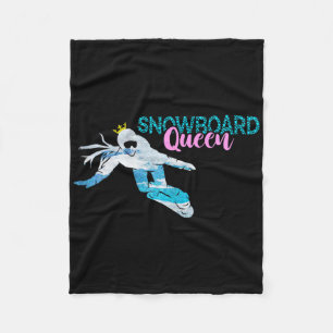 Snowboard Queen Crown Snowboarder Winter Sport Sno Fleece Blanket