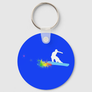 snowboard. rainbow. key ring