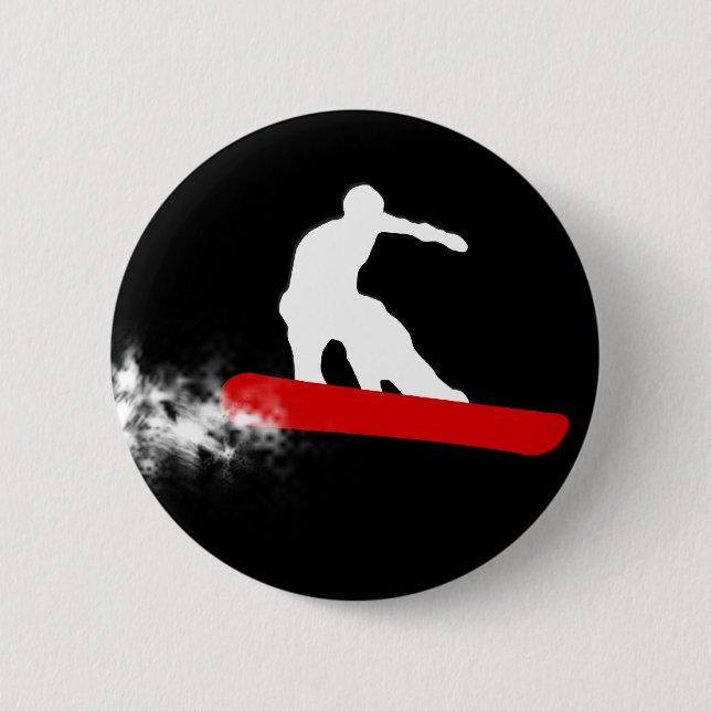 snowboard. red. 6 cm round badge (Front)