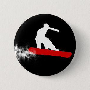 snowboard. red. 6 cm round badge
