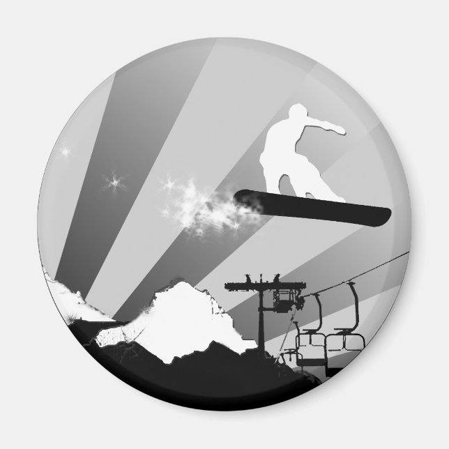snowboard. red rays. magnet (Front)