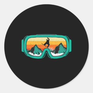 Snowboard - Retro Goggles Wintersports Lover Snowb Classic Round Sticker