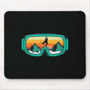 Snowboard - Retro Goggles Wintersports Lover Snowb Mouse Pad