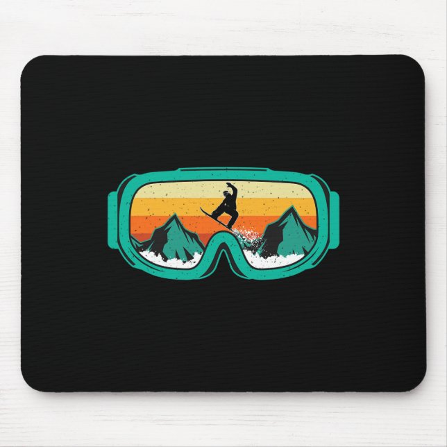 Snowboard - Retro Goggles Wintersports Lover Snowb Mouse Pad (Front)