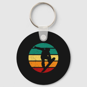 Snowboard Retro Sunset Winter Sports Alpine Skier  Key Ring