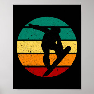 Snowboard Retro Sunset Winter Sports Alpine Skier  Poster