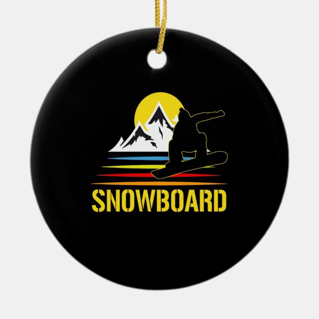 Snowboard Retro Vintage Ceramic Ornament (Front)