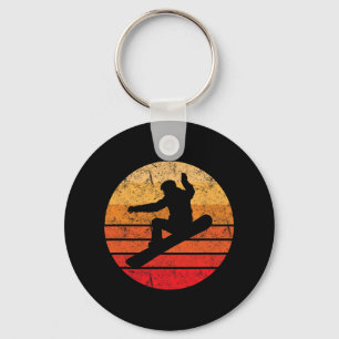 Snowboard Retro Vintage Cool Snowboarding Orange S Key Ring