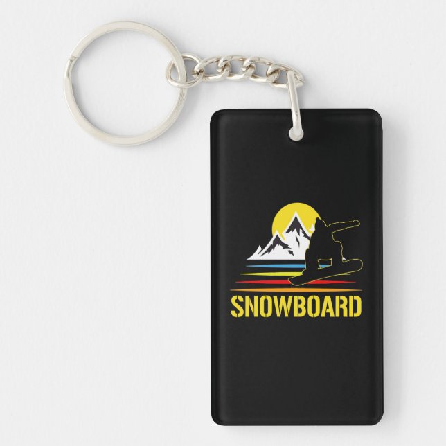Snowboard Retro Vintage Key Ring (Front)