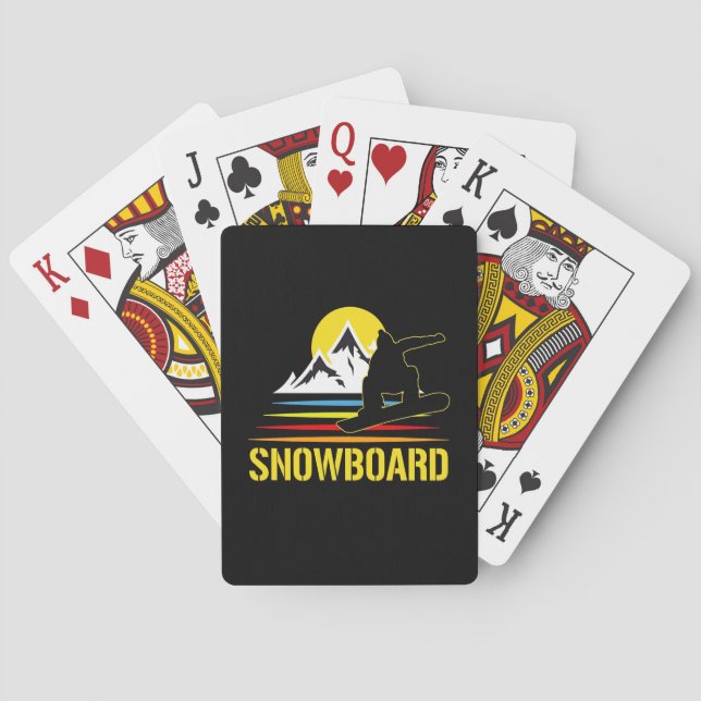 Snowboard Retro Vintage Playing Cards (Back)