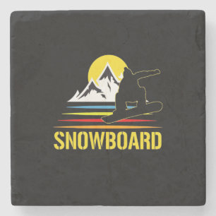 Snowboard Retro Vintage Stone Coaster