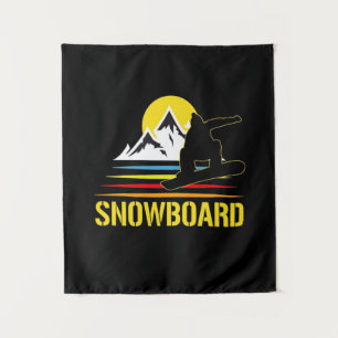 Snowboard Retro Vintage Tapestry