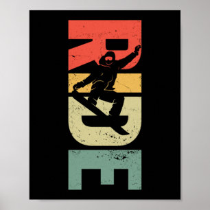 Snowboard Ride Vintage Retro Poster
