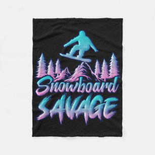 Snowboard Savage Funny Snowboarder Kids Snowboardi Fleece Blanket
