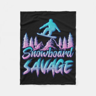 Snowboard Savage Funny Snowboarder Kids Snowboardi Fleece Blanket