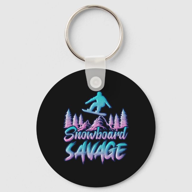 Snowboard Savage Funny Snowboarder Kids Snowboardi Key Ring (Front)