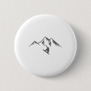 Snowboard Shirt Snow Mountain Winter Snowboarding 6 Cm Round Badge