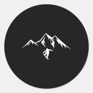 Snowboard Shirt Snow Mountain Winter Snowboarding Classic Round Sticker