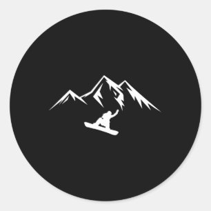 Snowboard Shirt Snow Mountain Winter Snowboarding  Classic Round Sticker