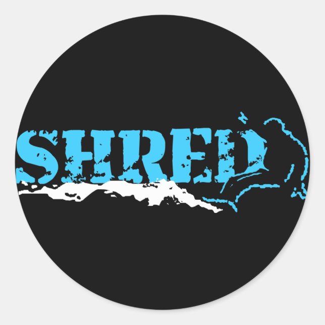snowboard. shred. classic round sticker (Front)