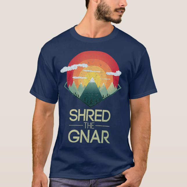 Snowboard Shred The Gnar Ski Winter Mountain T-Shirt (Front)