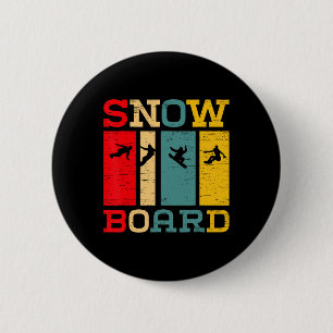 Snowboard Silhouette Vintage Style Graphic  6 Cm Round Badge