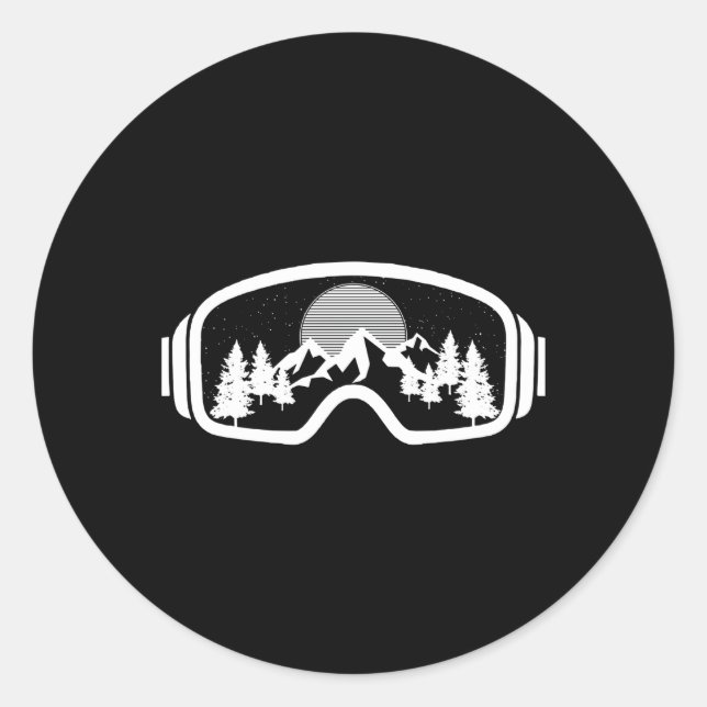 Snowboard Ski Skiing Goggles Snowboarder Skier Win Classic Round Sticker (Front)