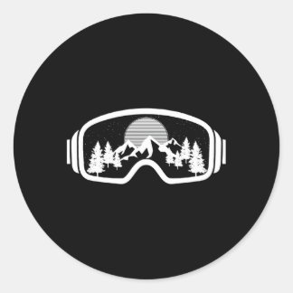 Snowboard Ski Skiing Goggles Snowboarder Skier Win Classic Round Sticker