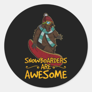 Snowboard Skiing Snowboarder Competitive Activity  Classic Round Sticker
