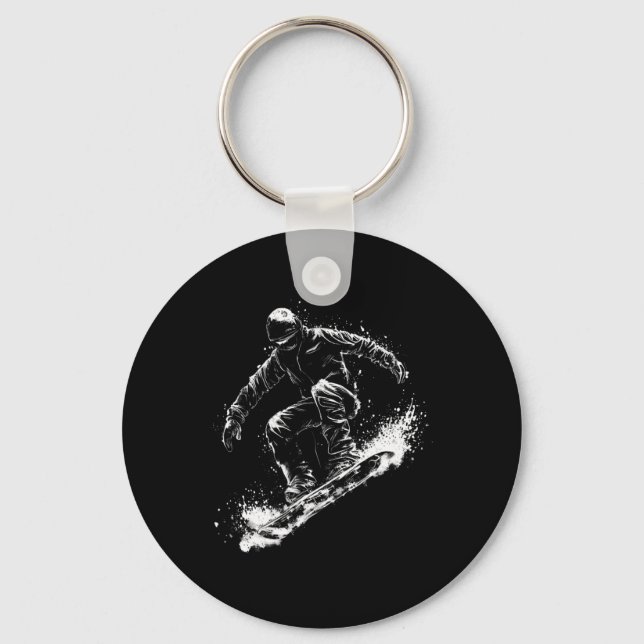 Snowboard Sliding In Style  Key Ring (Front)
