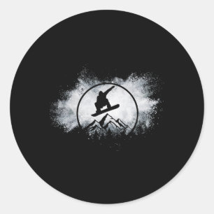 Snowboard Snow Cloud Big Air Snowboarder Snowboard Classic Round Sticker