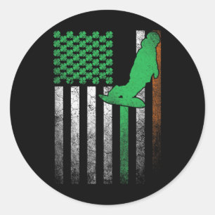Snowboard Snow Ski Irish American Flag St. Patrick Classic Round Sticker
