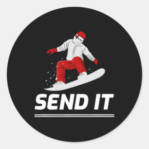 Snowboard Snowboarder Send It Snowboarding Winter  Classic Round Sticker