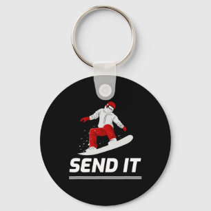 Snowboard Snowboarder Send It Snowboarding Winter  Key Ring