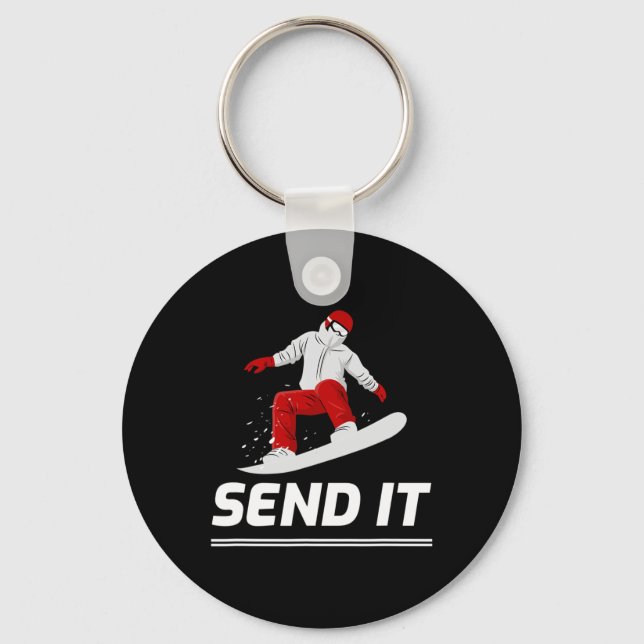 Snowboard Snowboarder Send It Snowboarding Winter  Key Ring (Front)